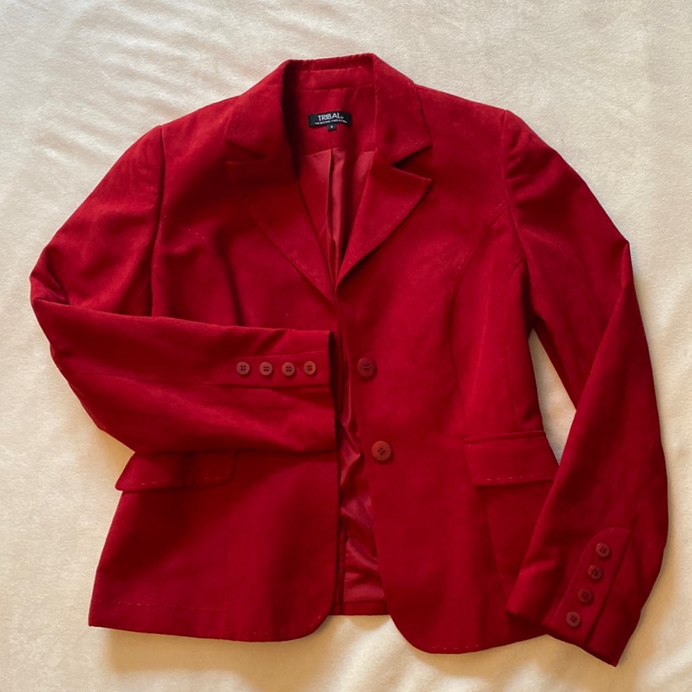 Beautiful Tribal suede deep red jacket